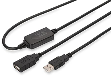 DIGITUS Cavo di prolunga USB 2.0 attivo - 10 m - Da spina USB-A a presa - Plug & Play - Fino a 480 Mbit/s - Nero
