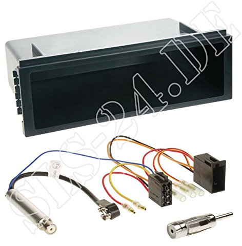 Einbauset : Autoradio 1-DIN Ablagefach + ISO Adapterkabel Phantomeinspeisung für VW Polo 01-08 / Fox 05-11 / Lupo 99-05 / Passat 96-05 / Golf IV 97-03 / Bora 97-03 / T5 bis 06/09