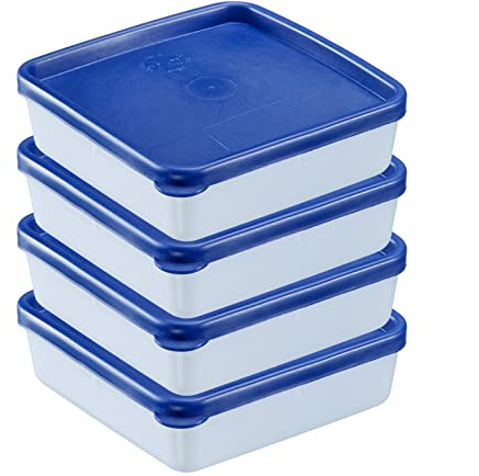 Westmark 4 Frischhalte-/Gefrierdosen, inkl. Deckel, Füllvolumen: je 0,25 l, stapelbar, Kunststoff, Trio, Farbe: Transparent/Blau, 25042270