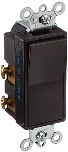 Leviton 15 Amp, 120/277 Volt, Decora Rocker 4-Way AC Quiet Switch, Residential Grade, Grounding, 5604-2E, Black