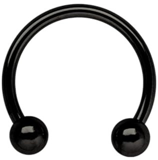 Modern Nature Piercing-Schmuck CBR Circular Barbell Ring, Horseshoe schwarz in 1,2 mm x 8 mm mit 3 mm Kugeln