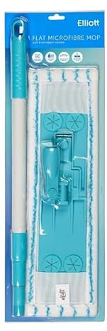 Elliott Flat Microfibre Mop with Extendable Handle, High Absorbancy, Chemical Free Cleaning, 100% Polyester, 42cm in Length