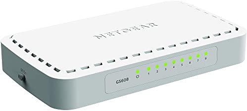 Netgear GS608-400PES Switch, 8Porte Gigabit Base-T RJ45, LED Integrati sulle Porte, Bianco