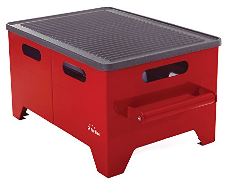 PUR LINE | Barbacoa Portátil BB01 Roja y Negra, Parrilla de Carbón Compacta para Exterior con Diseño Moderno - Barbacoa de Carbón para Jardín, Terraza, Camping y Picnic