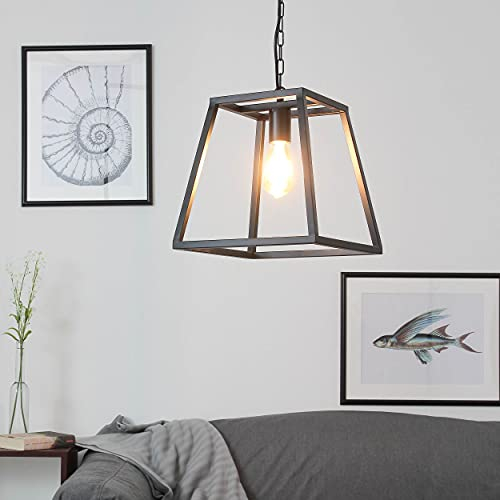 Licht-Erlebnisse Raffinierte Hängeleuchte in Schwarz Bauhaus Stil 1x E27 bis zu 60 Watt 230V aus Metall, für Küche Esszimmer Pendelleuchte Hängelampe Pendellampe Beleuchtung