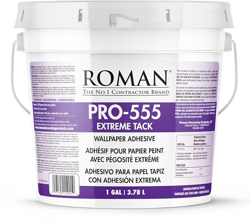 Roman 011901 PRO-555 1 gal Over Vinyl Wallpaper Adhesive by Roman | Low Moisture, Max Tack - Durable, Permament Bond