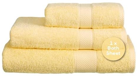 Linens Limited - Large Towels, Bath Sheets for the Bath or Shower, Turkish Cotton, Soft and Luxurious, Super Absorbent, Machine Washable (Lemon)