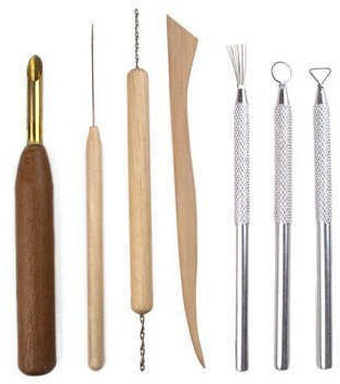 7 MINI RIBBON CUTTING & BOXWOOD POTTERY CLAY & CERAMIC SCULPTING TOOLS POT15