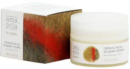 AMAPOLA BIOCOSMETICS Pflegende Gesichtscreme mit Jojoba- und Sesamöl - Intensive Feuchtigkeitsversorgung und Nährstoffe für normale und trockene Haut - Natürliche und vegane Inhaltsstoffe [50 ml]