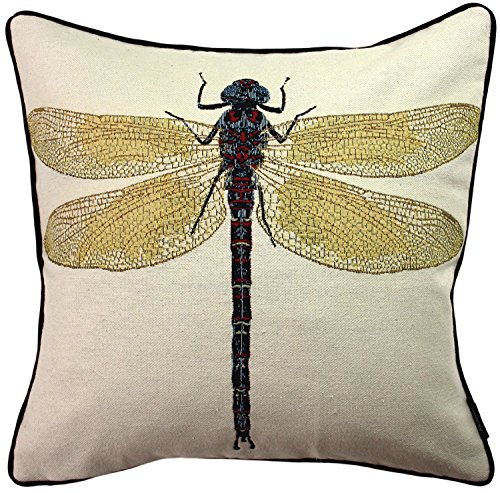 McAlister Textiles Bugs Life | Kissenbezug für Sofakissen mit gesticktem Libellen-Motiv | 43 x 43cm | gewebtes Tiermotiv | Deko Kissenhülle für Zierkissen, Sofa, Bett, Couch Motivkissen