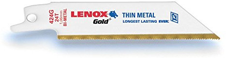 LENOX Tools 21086B624GR Gold Power Arc Reciprocating Saw Blade, for Sheet Metal Cutting, 6-inch, 24 TPI, 25-Pack