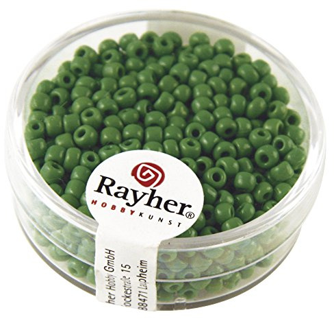 Rayher 1405629 Rocailles, 2,6 mm ø, opak, grün