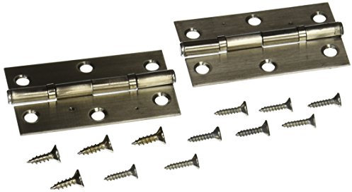 sourcing map 2 Pcs Home Furniture Hardware Door Hinge Satin Nickel 2.5 Length Silver Tone