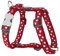 Red Dingo Designer Hundegeschirr, weiße Sterne auf Rot, 12mm x Halsumfang: 25-39cm / Körper 30-44cm Größe XS