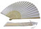 Rangebow - Wholesale Pack of 10, 15, 50, 100 White Silk Fabric Hand Fans for Party, Wedding Favour Gift (15 Pack)