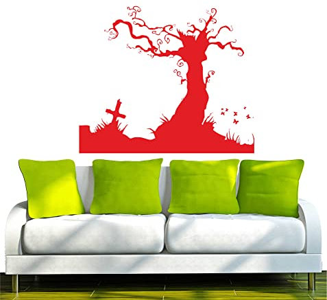 INDIGOS UG - Wandtattoo Wohnzimmer - Wandaufkleber Kreuz Gothic Gotik 120x99cm, rot w226 - Aufkleber Kinderzimmer Schlafzimmer Küche Badezimmer Büro Dekoration