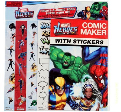 MARVEL HEROES COMIC MAKER WITH STICKERS (1 PACK - 12 PAGE COMIC - 4 STICKER SHEETS)