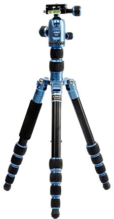 JUSINO Traveller leichtes Reisestativ mit Monopod-Funktion TK-225S + Kugelkopf BS-08 124cm/5kg Blau