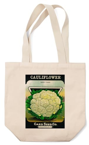 Lantern Press Cauliflower Seed Packet (100% Cotton Canvas Reusable Tote Bag)