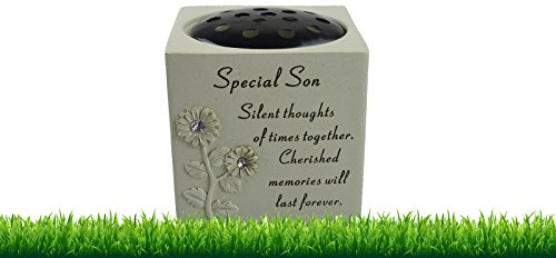 Memorial Graveside Pot Verse Flowers Diamante Rose Grave Pot Vase Special Missed - Special Son