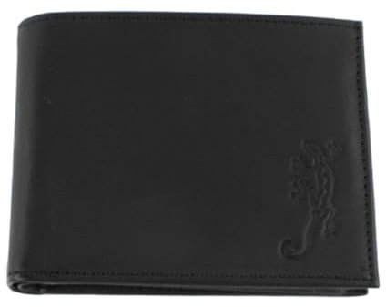 Oxmox Geldbörse Leder Leather Pocketbörse Lizard Embossed Black