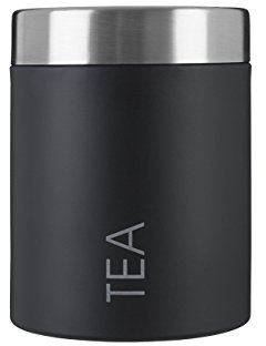 Premier Housewares Tea Canister Bote, Acero Inoxidable, Negro, H13 x W10 x D10cm