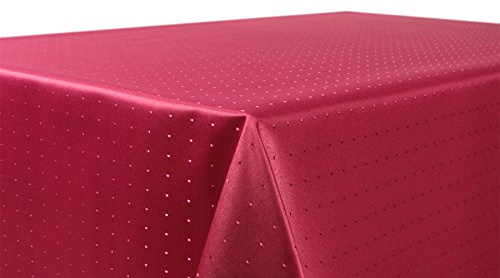 BEAUTEX Damast Tischdecke Punkte eckig 110x160 Bordeaux bügelfrei edel | fleckenabweisend, Lotuseffekt, formstabil, strapazierfähig, eleganter Glanz, hochwertige Tischwäsche für Alltag & Anlass