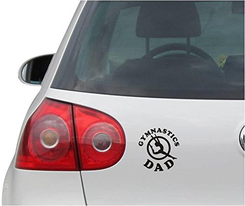 INDIGOS UG Aufkleber - Autoaufkleber - JDM - Die Cut - Gymnastics Dad Decal Auto Laptop Window Vinyl - Folie Sticker - schwarz - 88mmx96mm