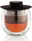 Finum Hot Glass System mit Filter - Teeglas aus Doppelwandigem, hitzebeständigem Borosilikat-Glas, Filter aus mikrofeinem, rostfreiem BPA-freiem Kunststoff, Ideal für Tee, Kaffee und Kräuter - 200 ml