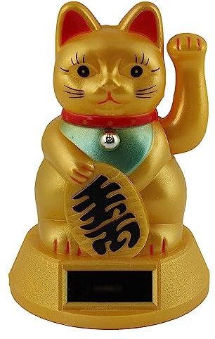 Superfreak Glückskatze - Maneki-Neko - Winkekatze Solar - 12 cm - Gold