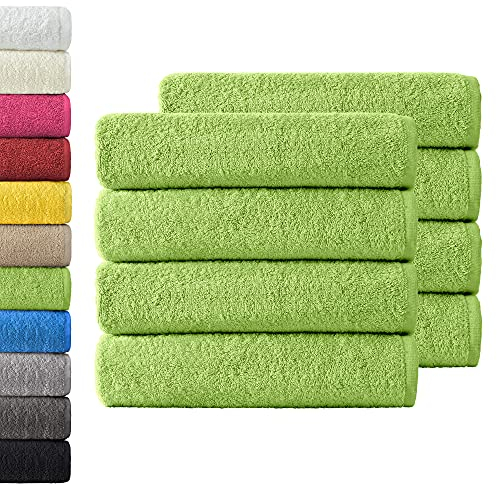 NatureMark 8er Spar-Pack Frottier Handtücher, Handtuch-Set, 50 x 100 cm, Apfel grün, 100% Baumwolle