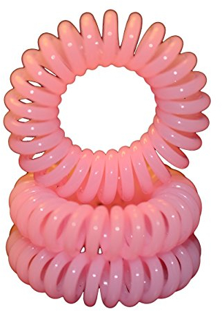Miya® 3er Set hochwertige Haargummi in hell pink, elastisch Telefonkabel, Mini Kunststoff-Spirale, Telefonhaargummi, Haarschmuck, Armband