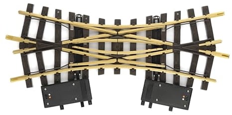 LGB – Elektrische Doppelkreuzweiche R1 – 22,5° - 12260, Gleiserweiterung für Gartenbahn, Gleismaterial, Zubehör, Spur G, Maßstab 1:22,5