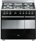 Piano de cuisson Smeg SCB92MN8 - Noir Brillant - Classe énergétique A / Plaque Gaz / Four Electrique Chaleur tournante - Email easy-to-clean - Porte tempérée