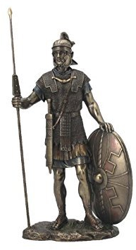 wu Römischer Krieger mit Speer und Schild Statue Bronze Metallisch