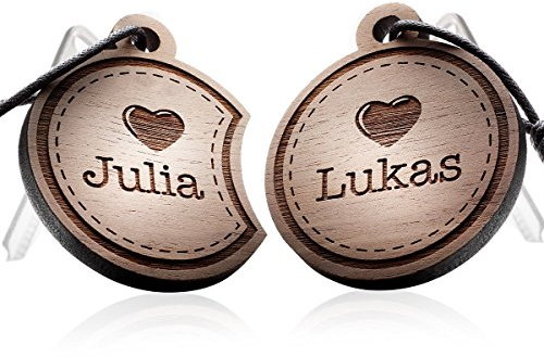 schenkYOU® KREIS Schlüsselanhänger mit Gravur - Ihr Wunschtext graviert auf echtem Holz-Anhänger – Ihr Name, Sternzeichen oder Geburtstag – individuelles Liebesgeschenk im 2er Set