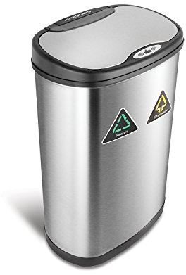Nine Stars (NINAJ) DZT-50-13R 50 Litre/13.2 gal Stainless Steel Motion Sensor Recycle Trash Can, Black