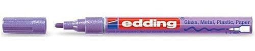 edding Pennarello viola metallizzato, 2,0 mm, punta tonda, impermeabile, inchiostro coprente, resistente al calore fino a 400°C, stampa lettere, 1-2 pezzi, per adulti, carta, carta