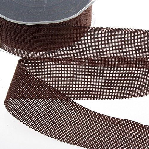DEKO AS Shabby Chic Leinenoptik Dekoband, Polyester geruchsneutral, Chocolate, 3,8 cm x 20 m