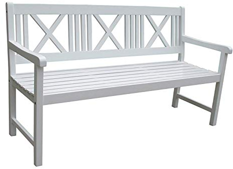 Sedex Aalborg Gartenbank 2-Sitzer Bank Sitzbank Holzbank Eukalyptus Massivholz Weiß gewischt