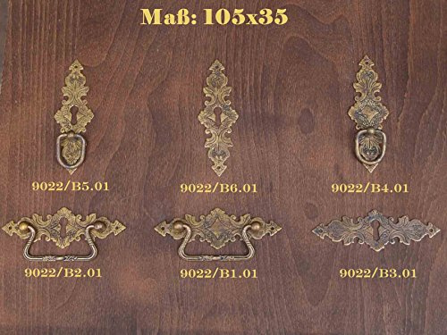 Holzando Gründerzeit Möbelgriff Schlüsselschild aus Messing und antik patiniert 9022/B1.01