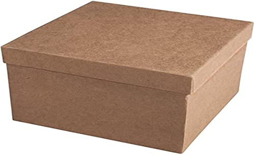 RAYHER HOBBY Rayher Pappmaché Box, quadratisch, 15,5 x 15,5 x 10,5 cm, Schachtel mit Deckel, FSC zertifiziert, zum Gestalten und Dekorieren, 71754000, Beige