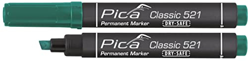 Pica 521/46 Marker/Permanentmarker Classic | permanent-Tinte auf Alkoholbasis, wasser und- abriebfest, bis zu 14 Tage offenlagerfähig | Farbe: schwarz, Keilspitze: 2-6 mm