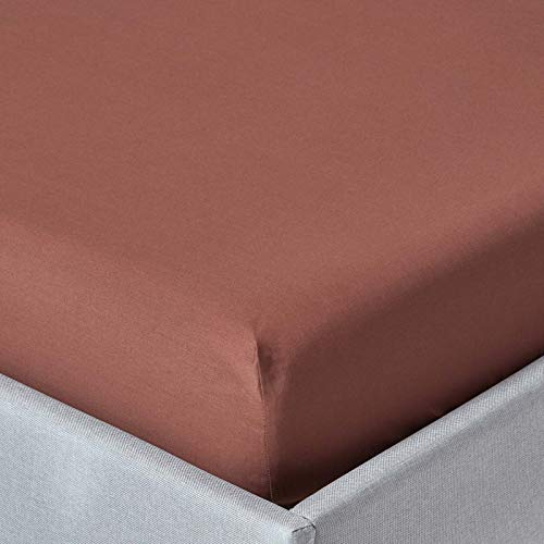 HOMESCAPES Chocolate Brown Extra Deep Fitted Sheet (18”) Single 200 TC 400 Thread Count Equivalent Pure Egyptian Cotton Bed Sheet with Fully Elasticated Skirt