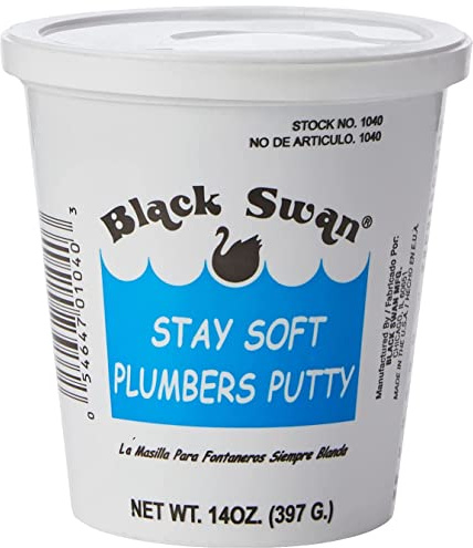 Black Swan Stay Soft Plumbers Putty, 14oz - Crack-Resistant, Ideal for Sink Drain, Faucets & Fixtures, Stretchable Plumber Putty