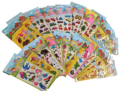 Fat-catz-copy-catz 25x Small Sheets of Kids Stickers for Craft, Scrap Books, Pinata Bags: Insects, Zoo Animals, Cars, Fashion, Dinosaurs, Birds, Dogs, 250+ Stickers
