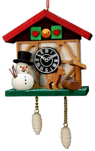 Christian Ulbricht Christbaumschmuck Christbaumschmuck Kuckucksuhr Schneemann mit Brunnen - 7,0x6,7cm