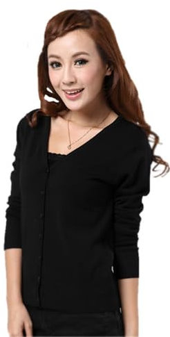 Mooncolour Womens 24 Colors Knit Outwear Autumn Cardigan Sweater, Black, UK12