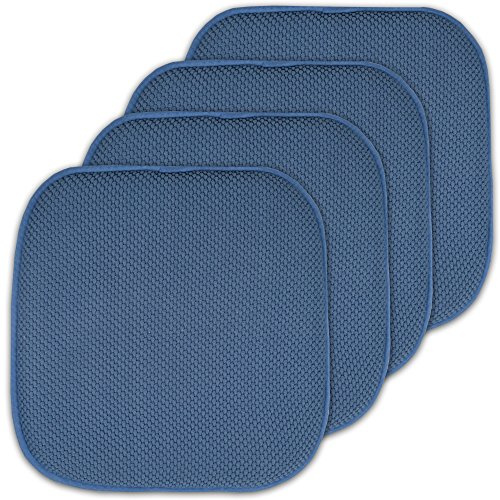 Sweet Home Collection 4 Stück Memory Foam Stuhl-/Sitzkissen, rutschfeste Rückenlehne, 40,6 x 40,6 cm, Blau