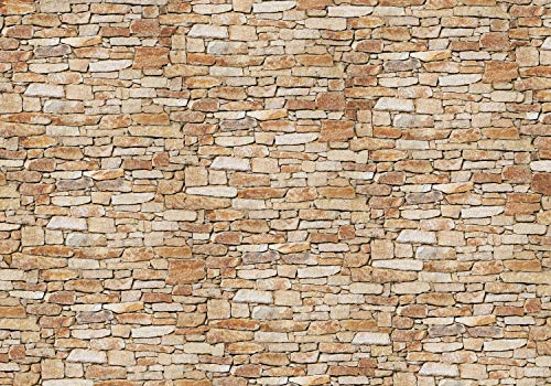 wandmotiv24 Fototapete Steinwand Steinoptik Steinmauer, XS 150 x 105cm - 3 Teile, Wanddeko, Wandbild, Wandtapete, Steine, Hell M0310